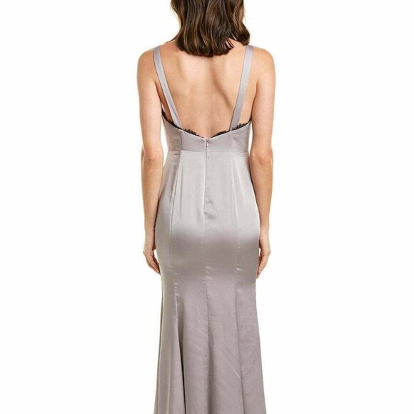 Fame And Partners Womens Gray Gown Sleeveless Scoop Neck Long Maxi Dress Size 10 - Picture 2 of 7